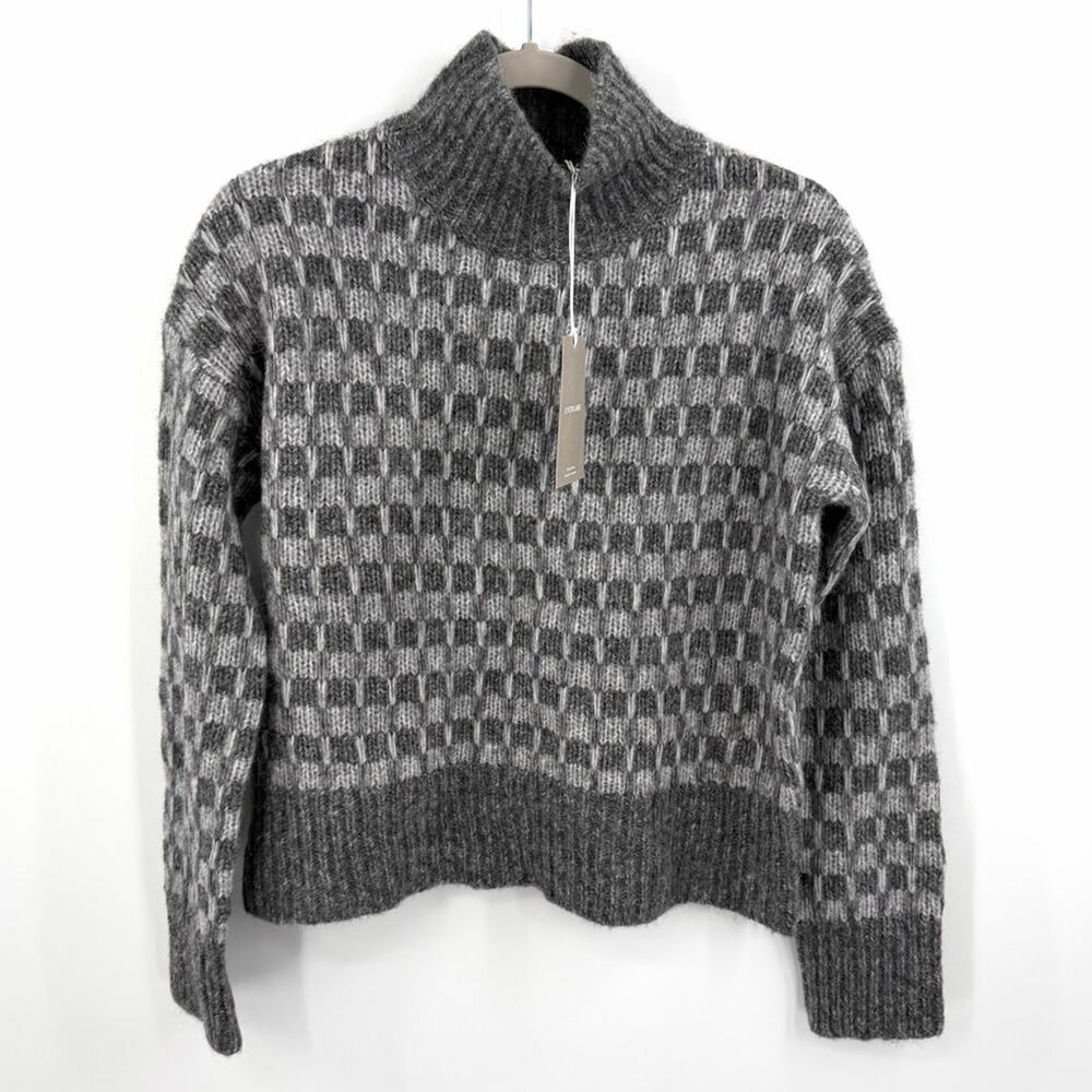 Everlane The Cloud Wool Alpaca Blend Checkered Sweater in gray Size XS